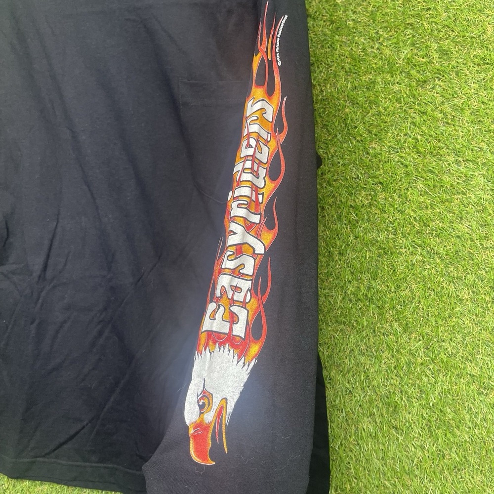Vintage Easy Riders Shirt Mens Medium Long Sleeve Bull Skull Flames USA 90s - Picture 2 of 10